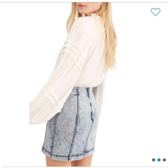 NWT Free People Femme Acid Wash Denim Skirt - Picture 2 of 4